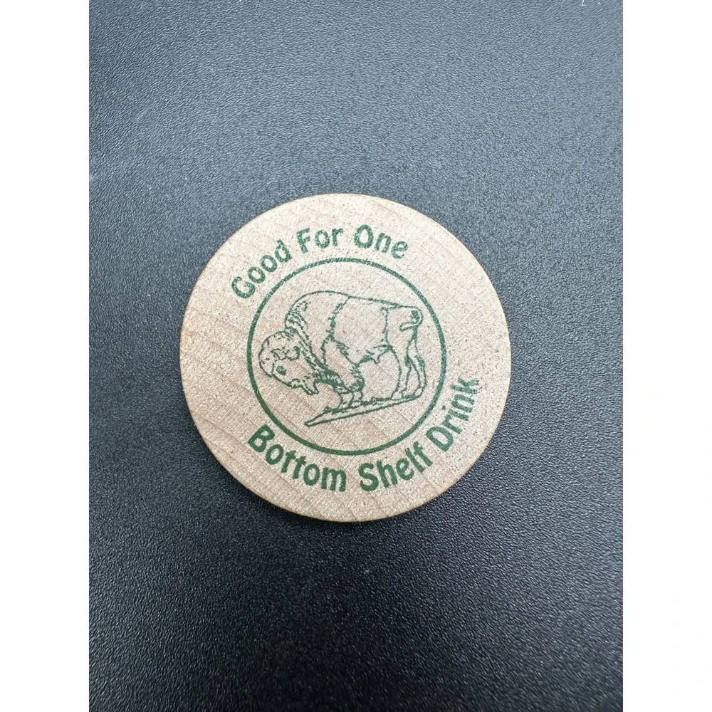 Vintage RD's Roadhouse Bar & Grill Wooden Token Good For‎ One Bottom Shelf Drink